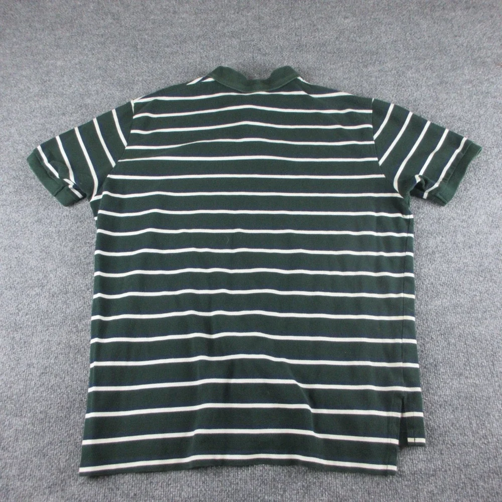 Polo Ralph Lauren Shirt Men XL Green White Striped Button Up Short Sleeve Preppy